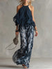 Sofia Halter Neck Top and Printed Wide-leg Trousers Set