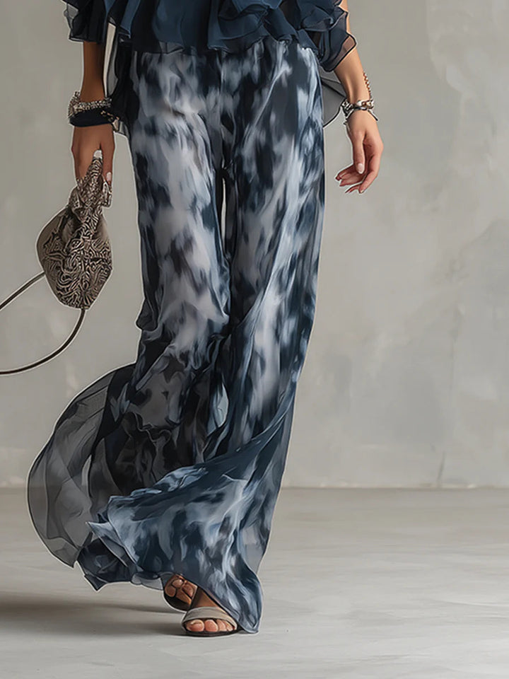 Sofia Halter Neck Top and Printed Wide-leg Trousers Set