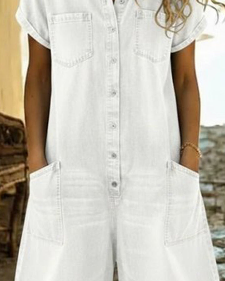 ROXANE™ – Short-Sleeve Denim Jumpsuit