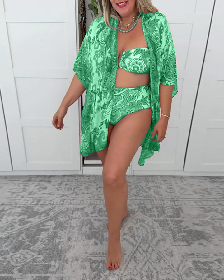 Three-Piece Festive Swimwear Set