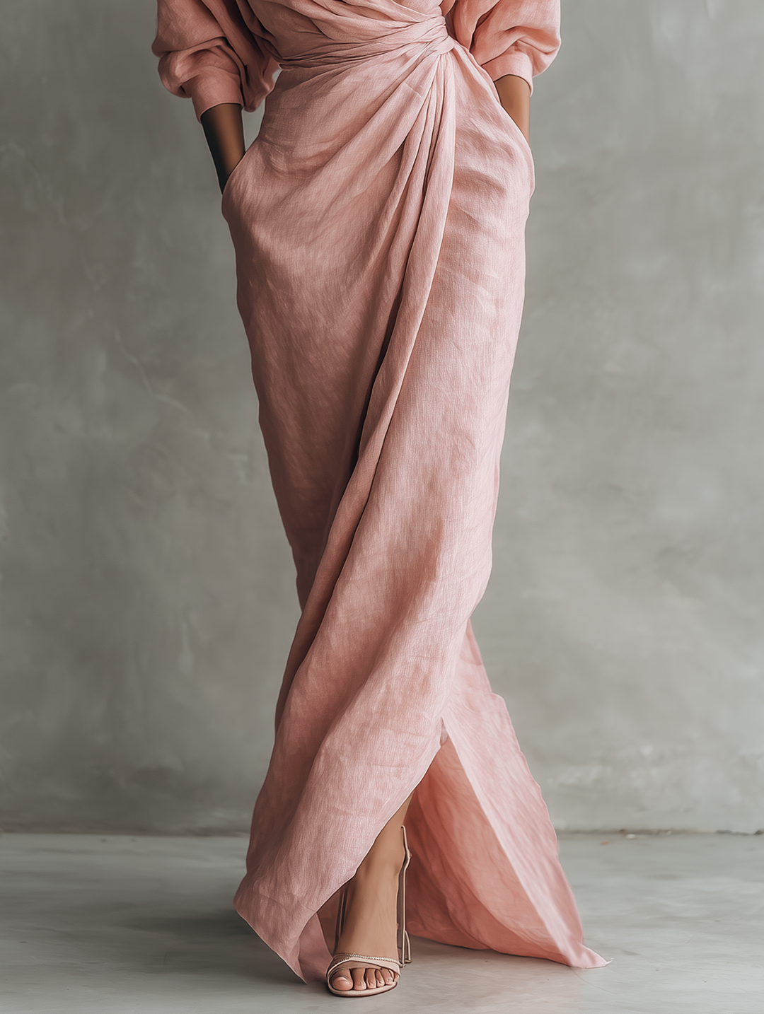 MARGOT™ – Draped Wrap Linen Maxi Dress