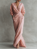 MARGOT™ – Draped Wrap Linen Maxi Dress