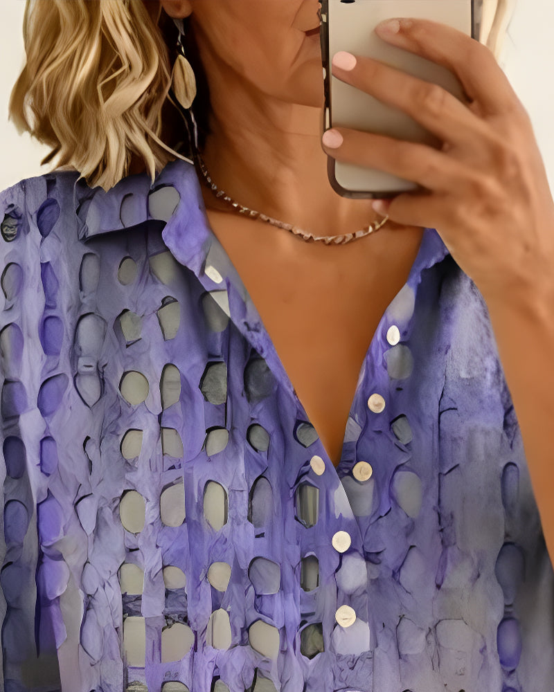 ANNE™ – Painted Spot Button Blouse