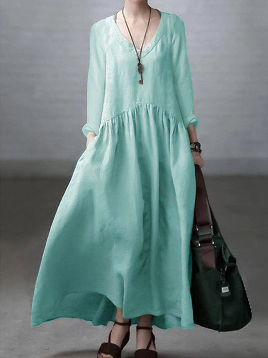 CLARA™ - Relaxed Cotton-Linen Maxi Dress