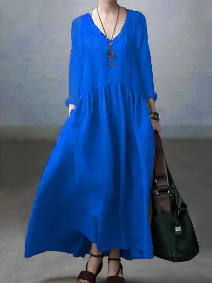 CLARA™ - Relaxed Cotton-Linen Maxi Dress