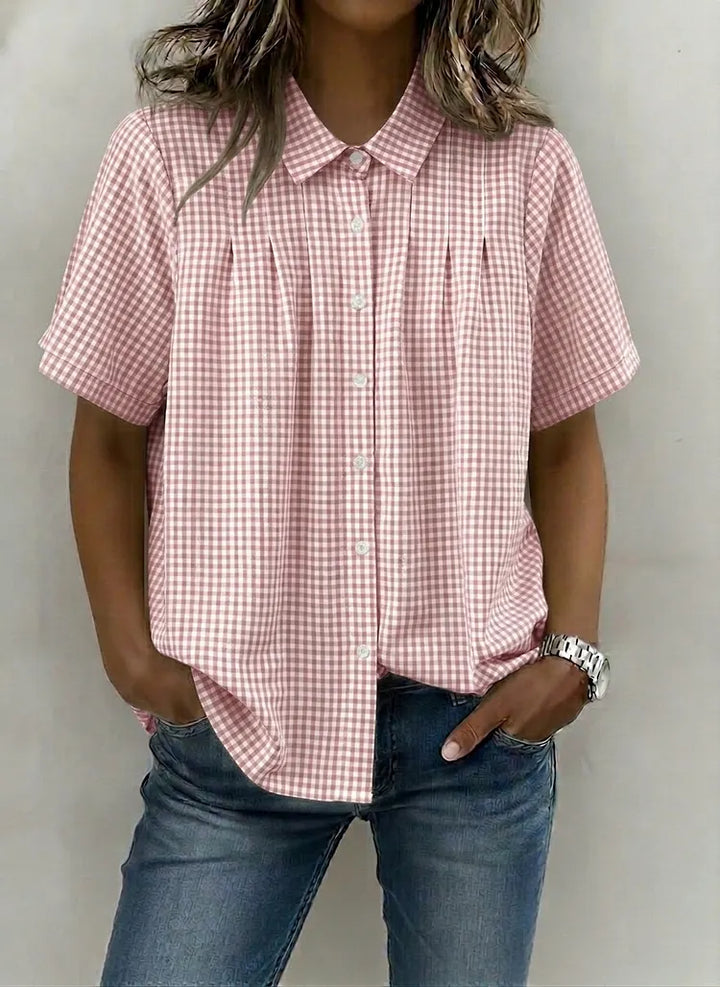 ANNE™ – Classic Gingham Short Sleeve Blouse