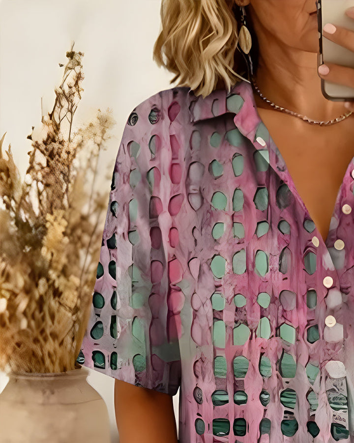 ANNE™ – Painted Spot Button Blouse