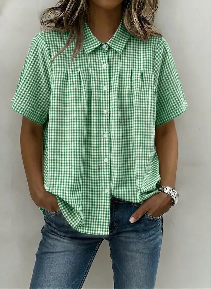ANNE™ – Classic Gingham Short Sleeve Blouse