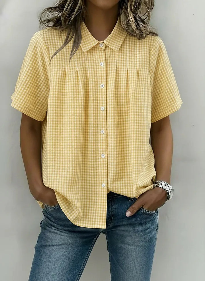 ANNE™ – Classic Gingham Short Sleeve Blouse