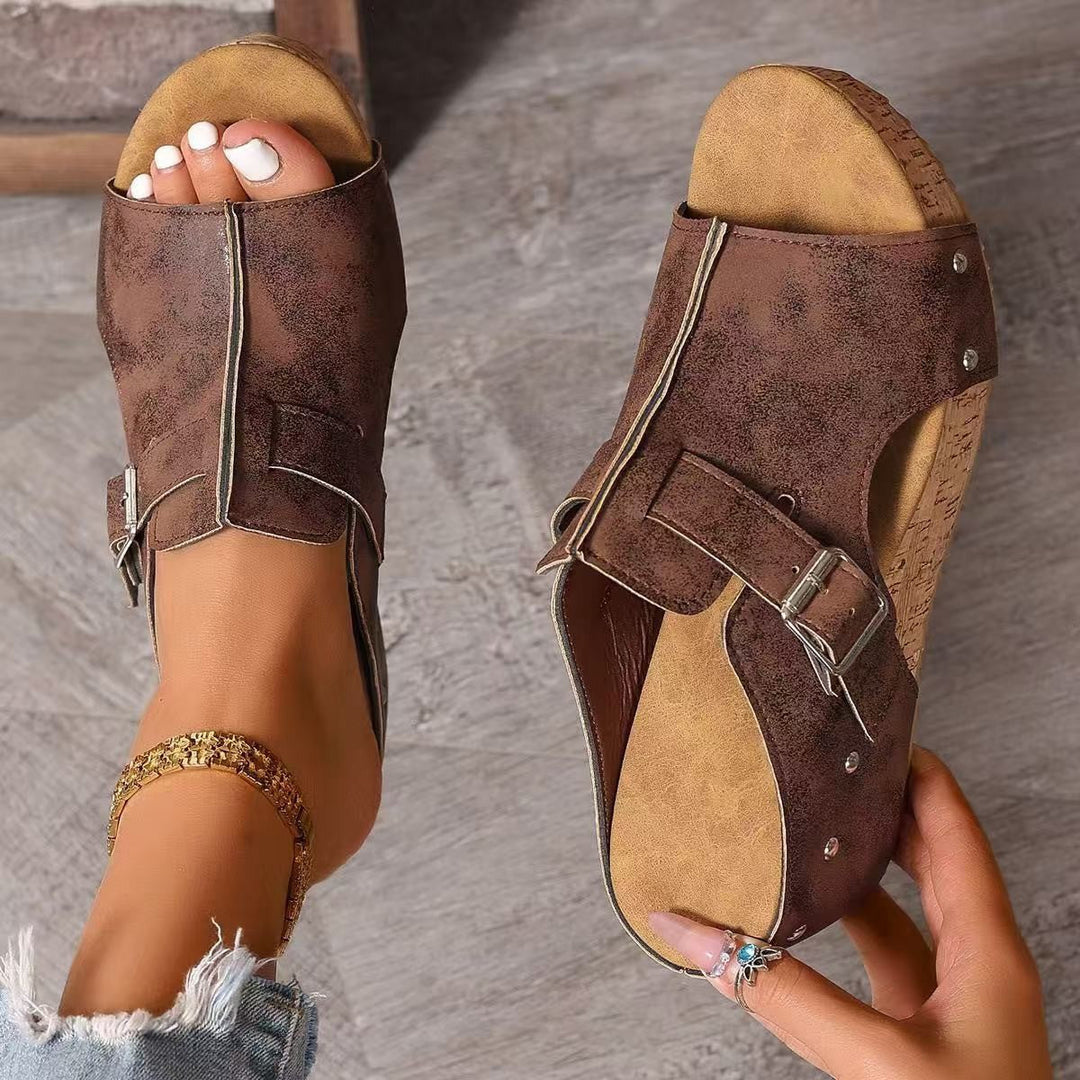 Audrey™ | Peep-Toe Wedge Sandals