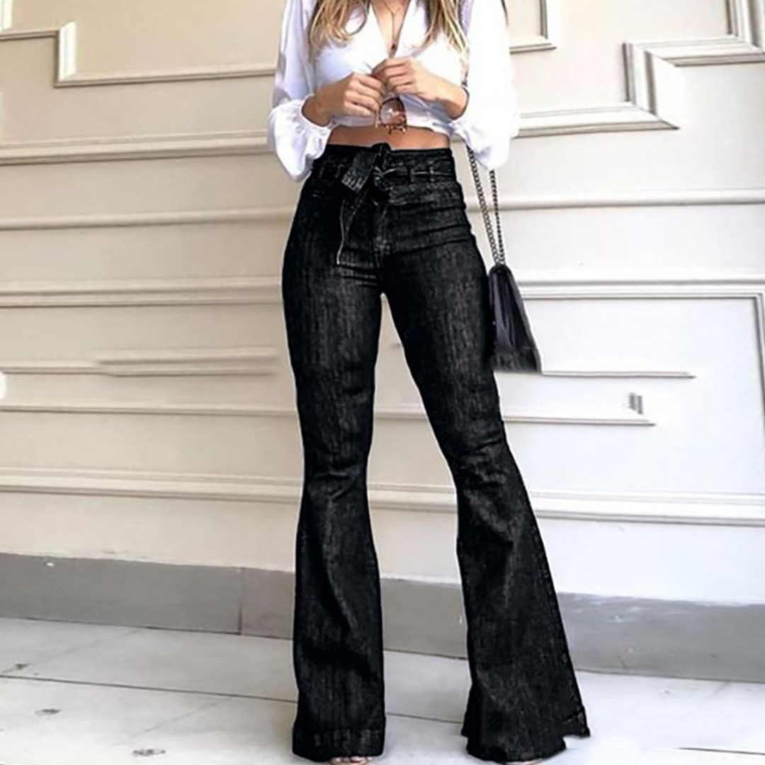 KYRA™ – Vintage Wide Leg Lace-Up Flared Trousers