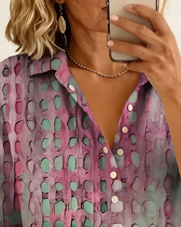 ANNE™ – Painted Spot Button Blouse
