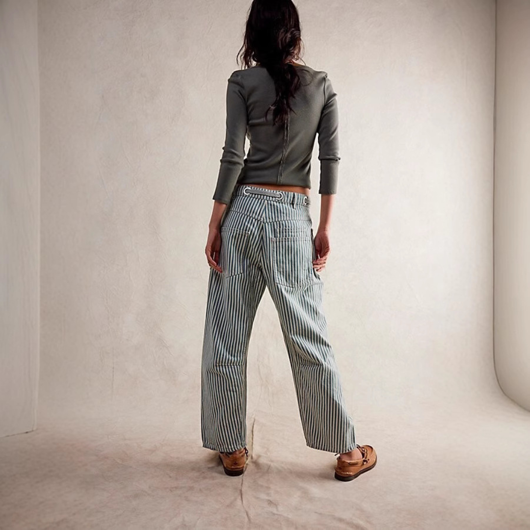 PERLAH™ – Chic Stripe Drawstring Wide-Leg Trousers