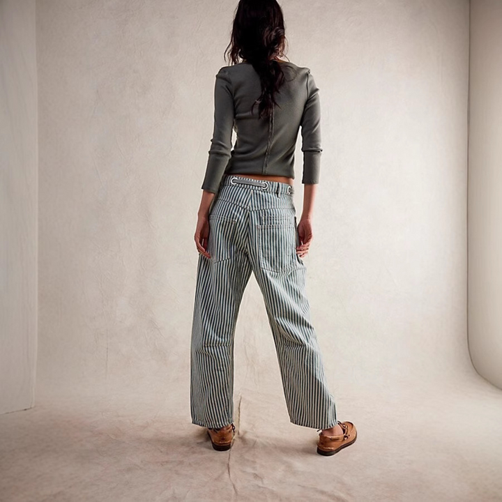 PERLAH™ – Chic Stripe Drawstring Wide-Leg Trousers