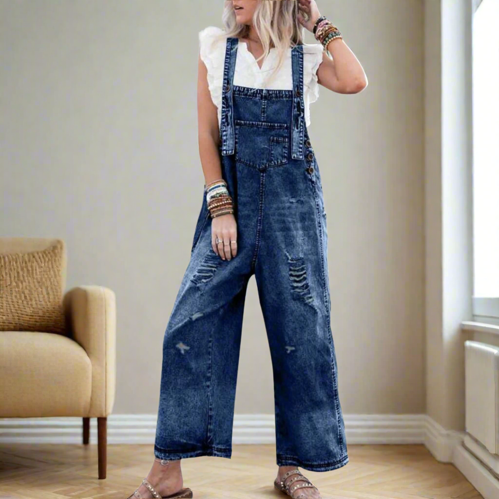 MARGOT™ – Relaxed Vintage Denim Jumpsuit