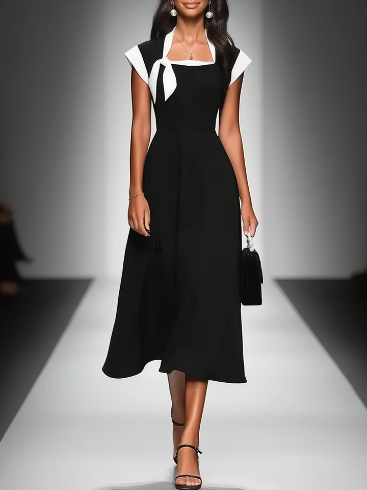 CÉLESTE™ - Square Neck Cap Sleeve Midi Dress