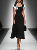 CÉLESTE™ - Square Neck Cap Sleeve Midi Dress