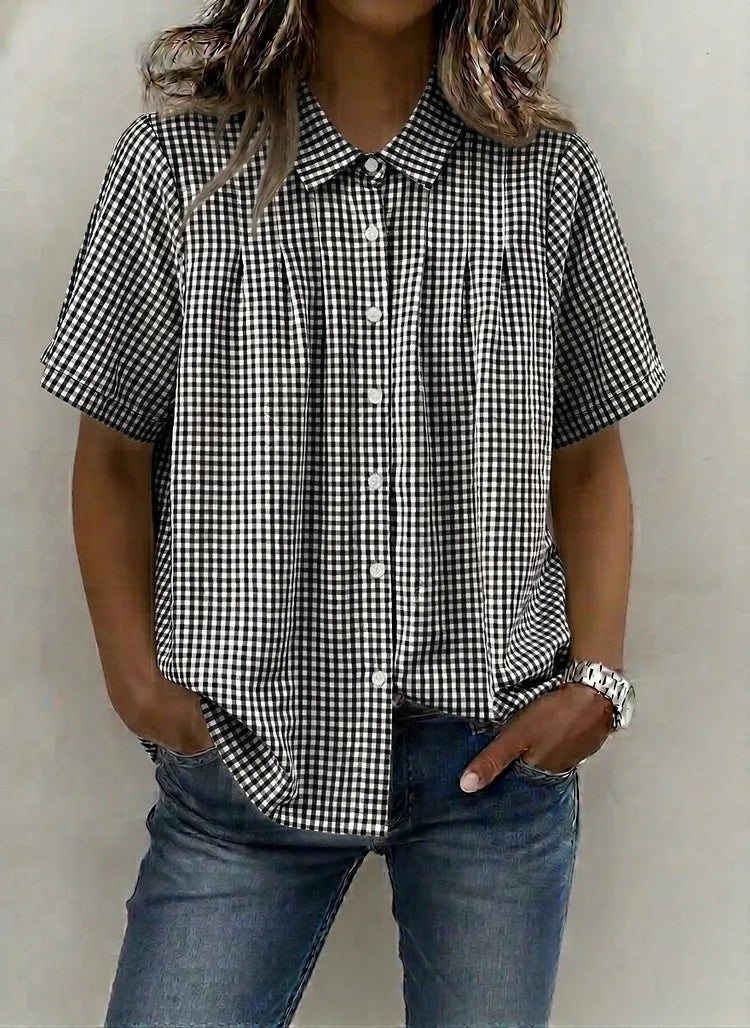 ANNE™ – Classic Gingham Short Sleeve Blouse