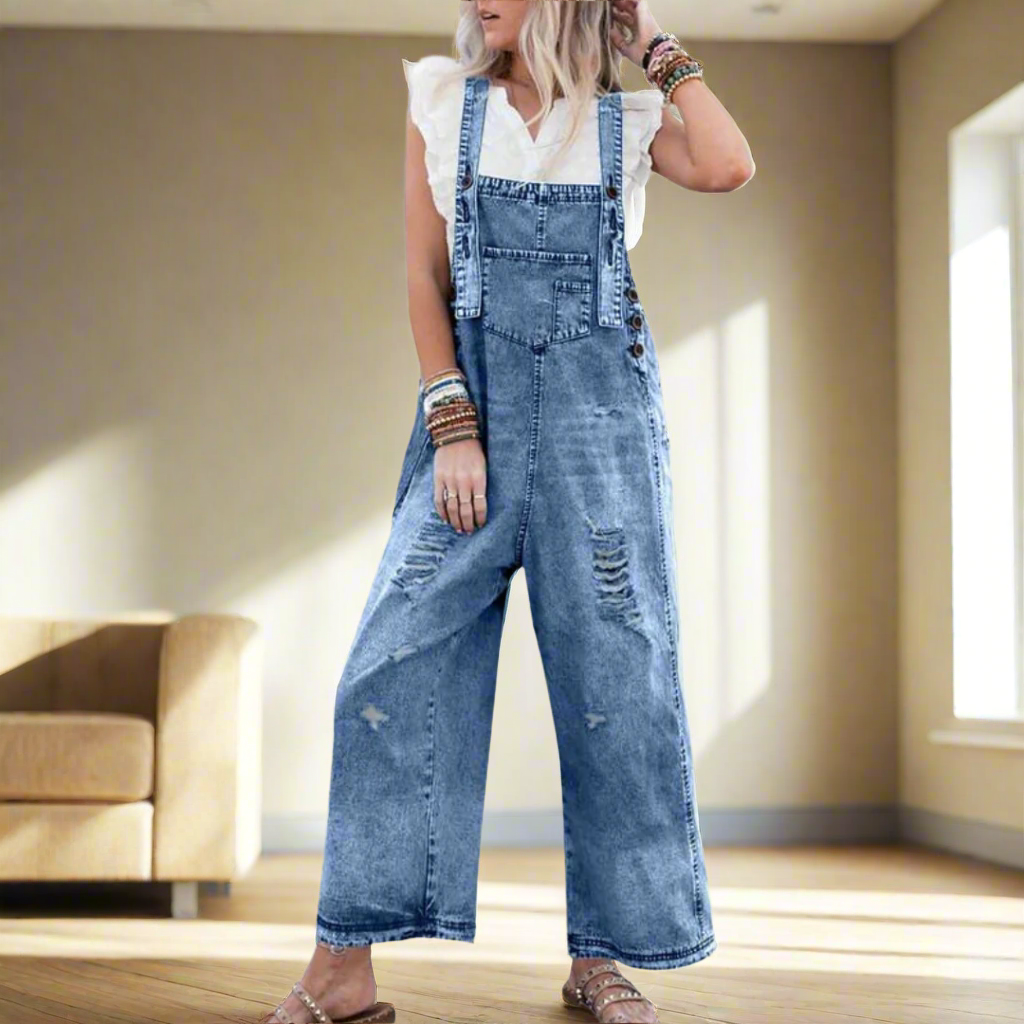 MARGOT™ – Relaxed Vintage Denim Jumpsuit