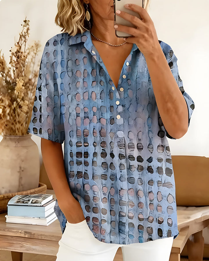 ANNE™ – Painted Spot Button Blouse