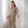 NEVERLAND™ - Casual Plaid Puff Sleeve Top and Trousers Set