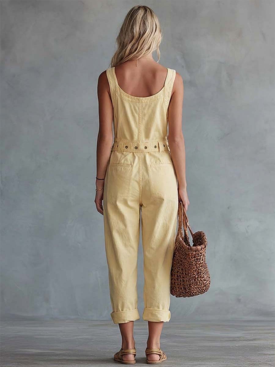 Clara™ | Vintage Zip Front Denim One-Piece
