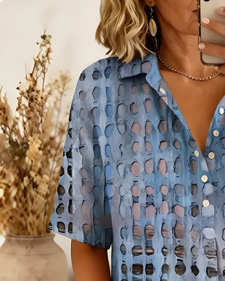 ANNE™ – Painted Spot Button Blouse