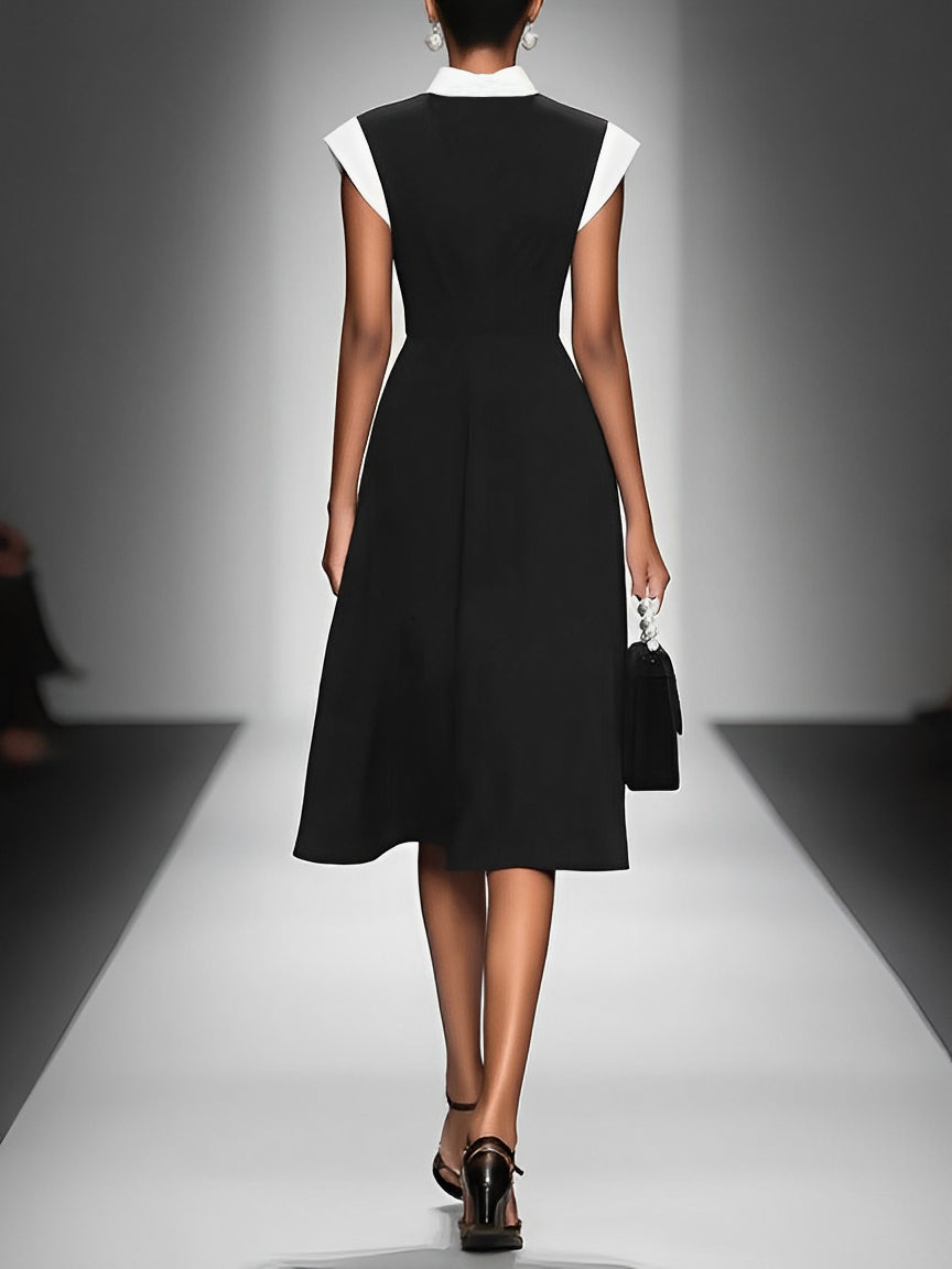CÉLESTE™ - Square Neck Cap Sleeve Midi Dress