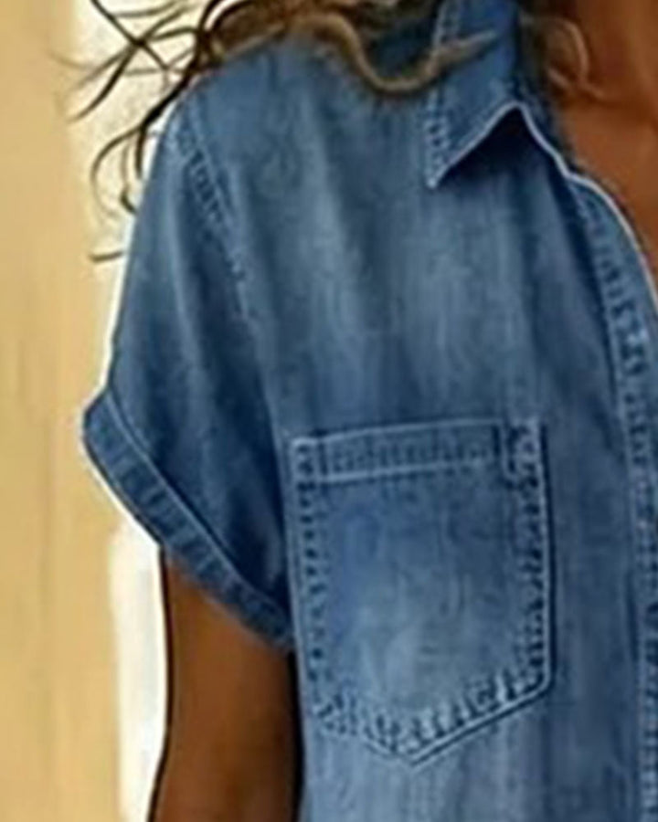 ROXANE™ – Short-Sleeve Denim Jumpsuit