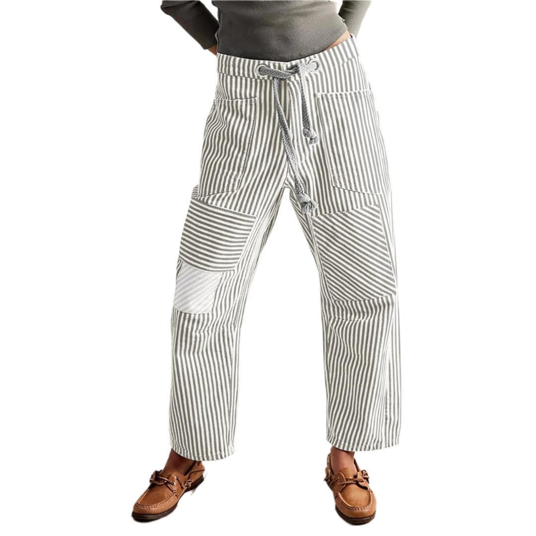 PERLAH™ – Chic Stripe Drawstring Wide-Leg Trousers