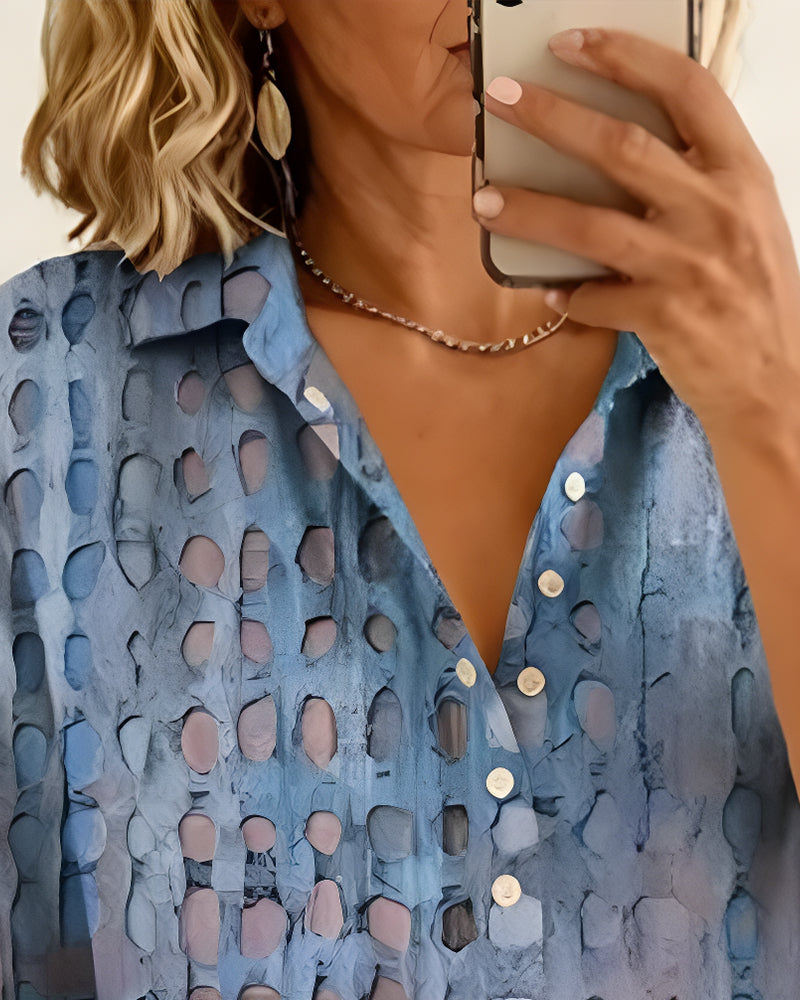 ANNE™ – Painted Spot Button Blouse