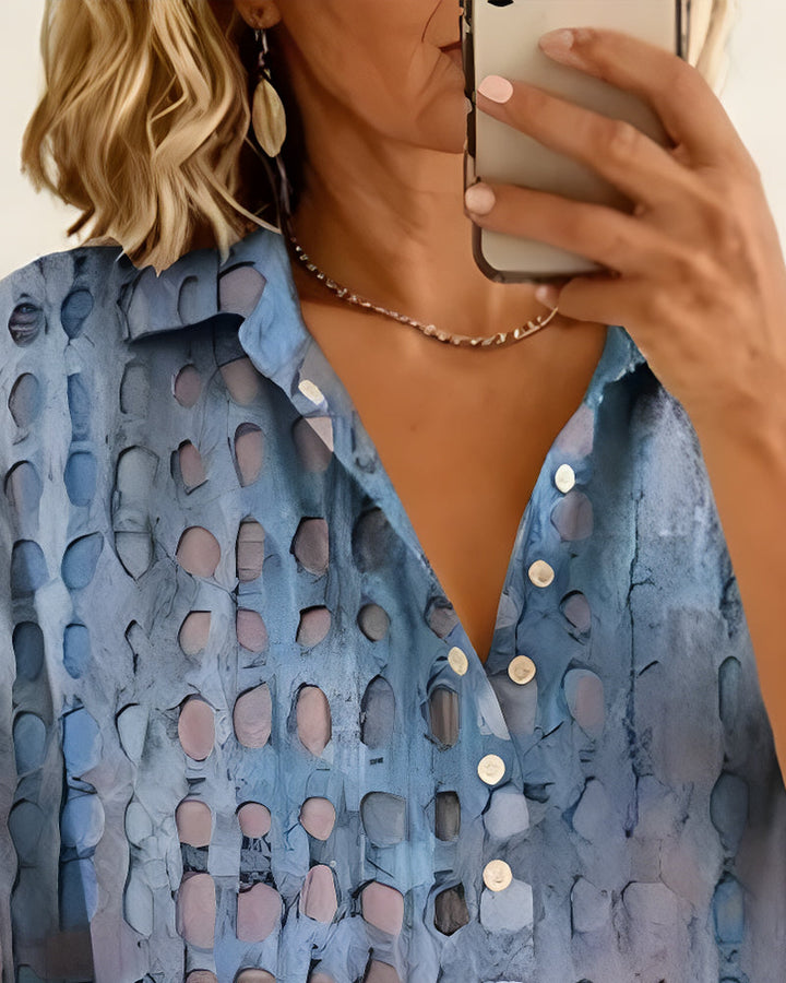 ANNE™ – Painted Spot Button Blouse