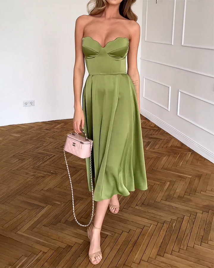 Liora | Elegant Midi Dress Without Straps
