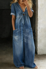MAYA™ – Wide-Leg Denim Tie-Front Jumpsuit