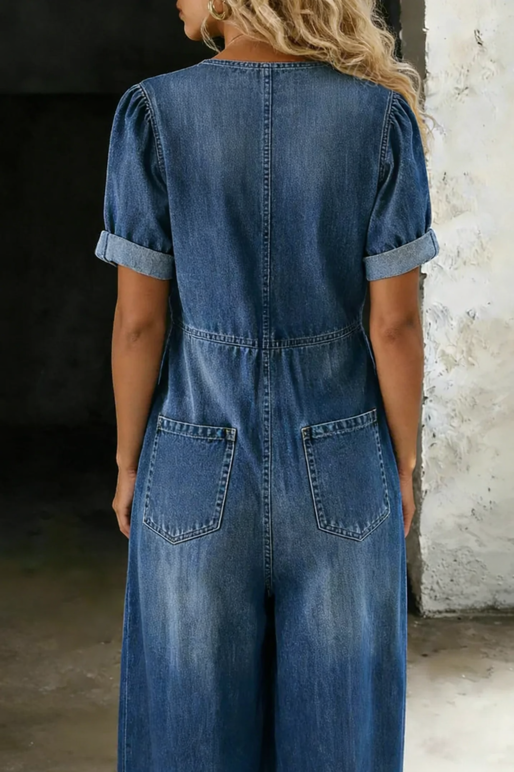 MAYA™ – Wide-Leg Denim Tie-Front Jumpsuit