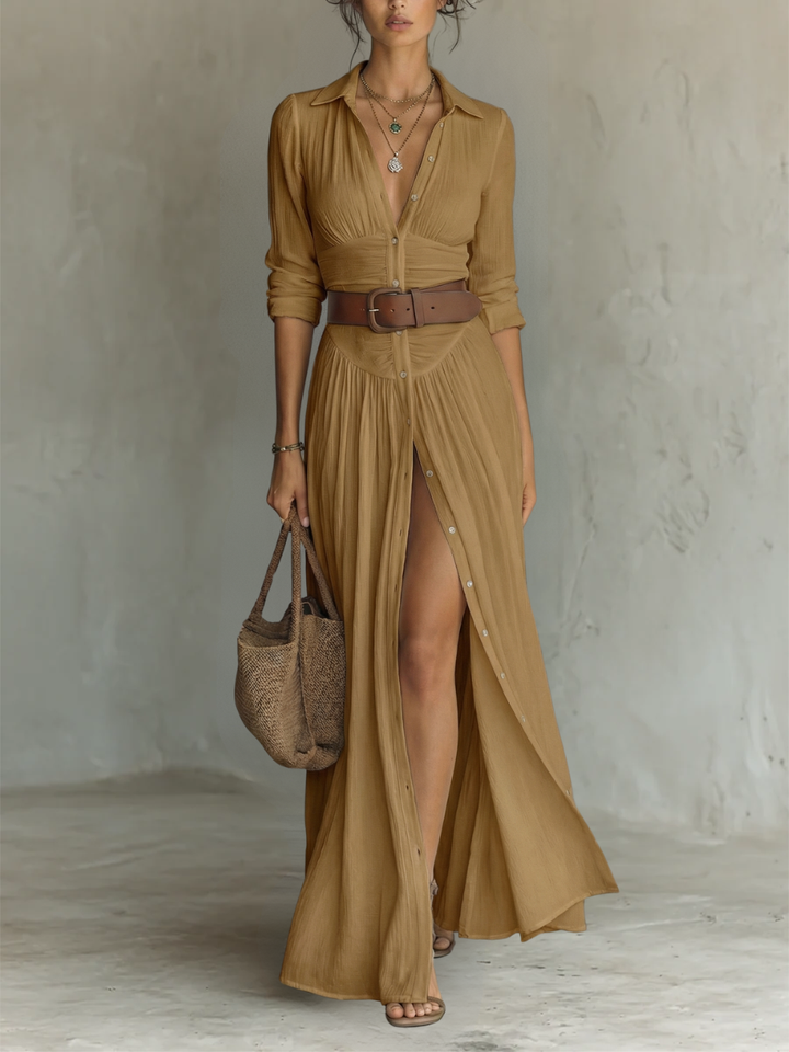 Vivienne™ | Elegant Linen Maxi Dress