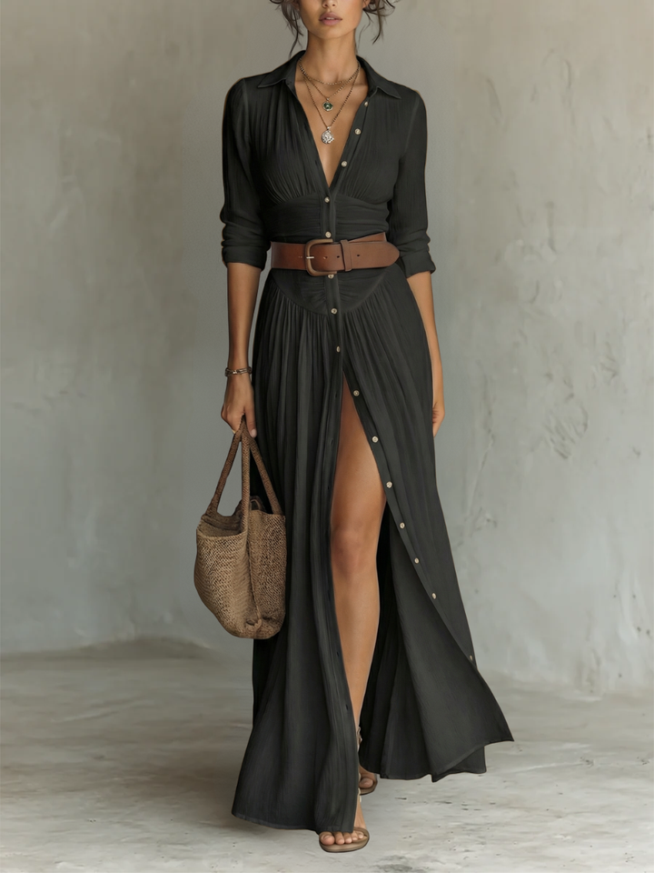 Vivienne™ | Elegant Linen Maxi Dress