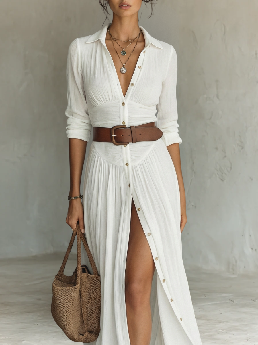 Vivienne™ | Elegant Linen Maxi Dress