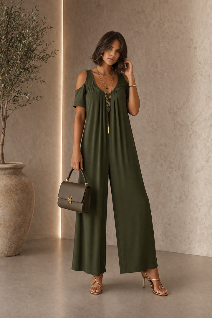 ROSALIND™ – Wide Leg Cold Shoulder Jumpsuit