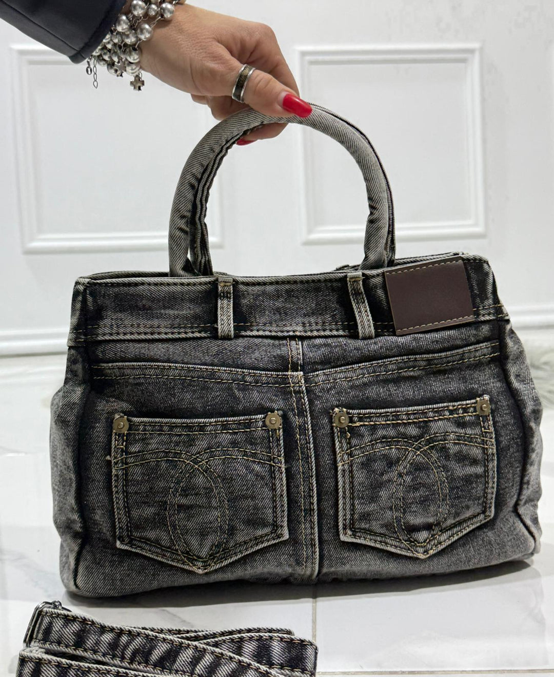 AUDREY™ – Denim Top Handle Bag