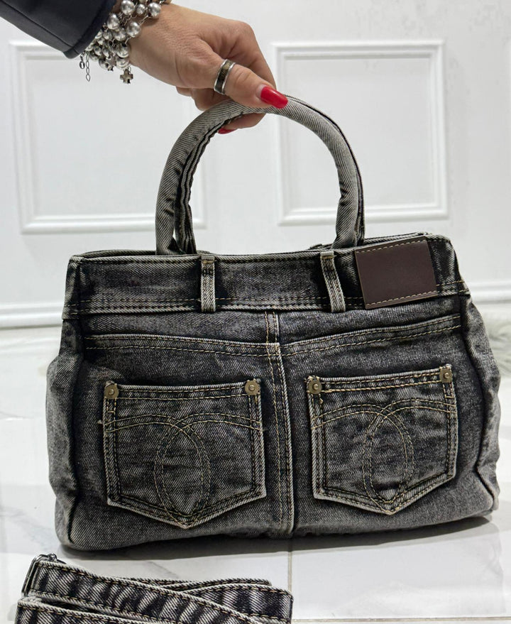 AUDREY™ – Denim Top Handle Bag
