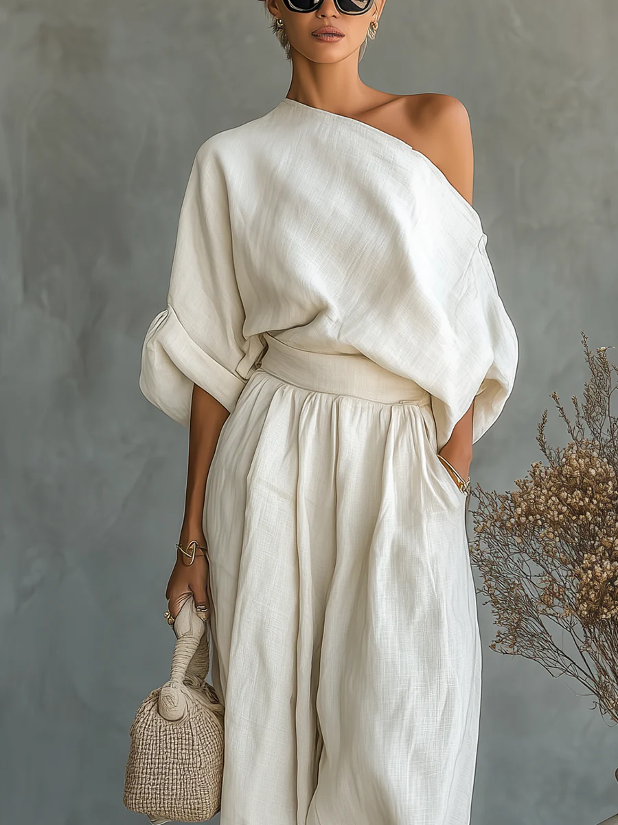 Sophie Off-Shoulder Top and Tapered Trousers Set