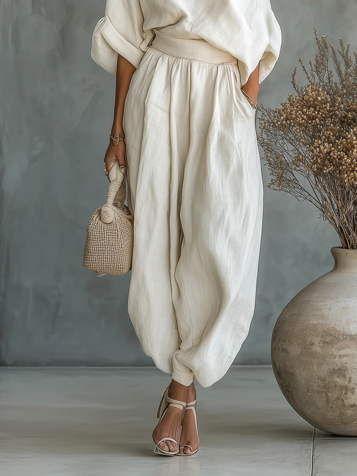 Sophie Off-Shoulder Top and Tapered Trousers Set
