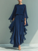 Nina Chiffon Bell-Sleeve Top and Ruffled Trousers Set