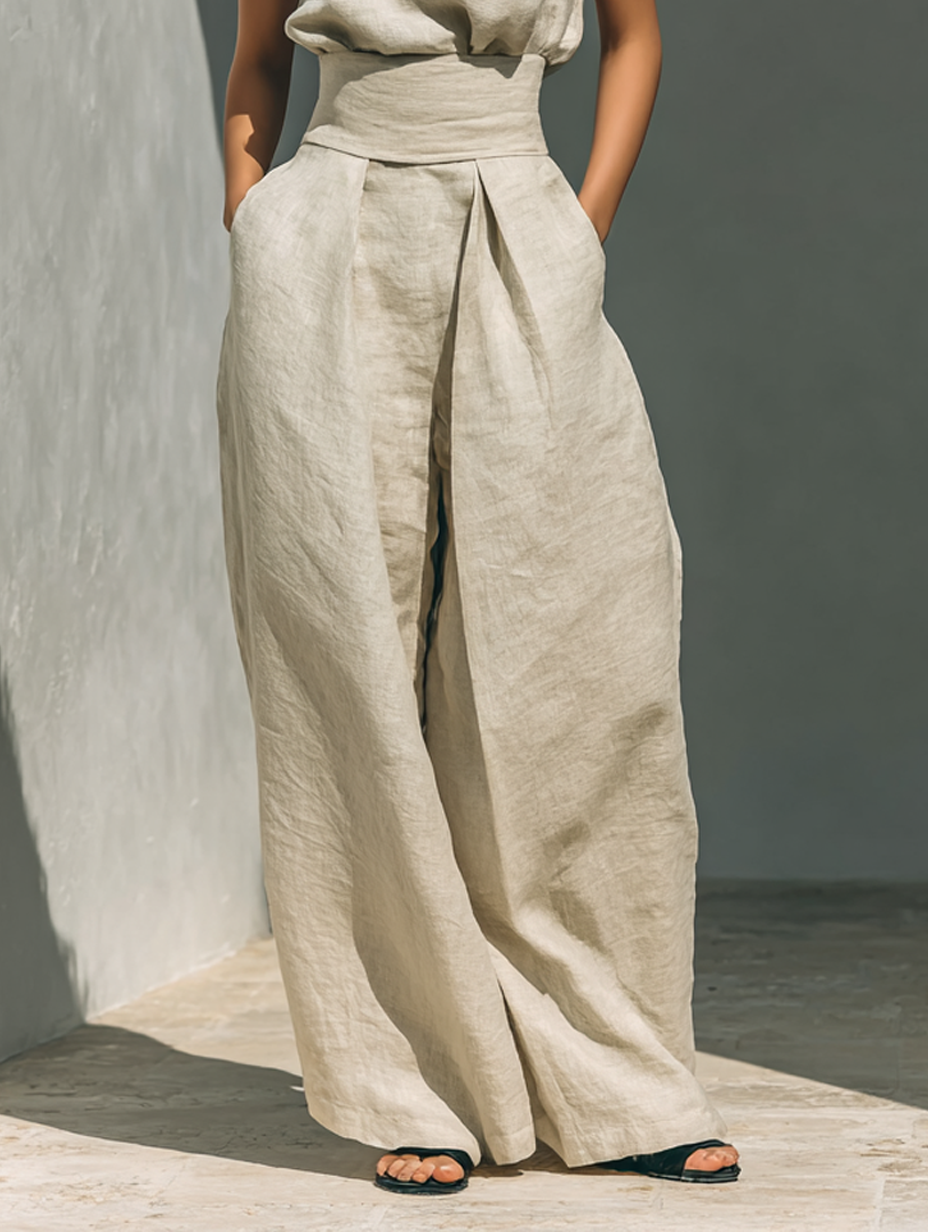 Sienna Sleeveless Top and Wide-leg Trousers Set