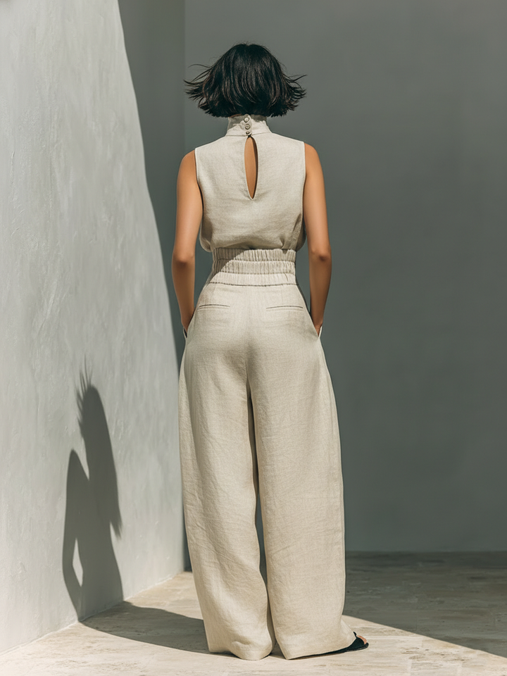 Sienna Sleeveless Top and Wide-leg Trousers Set