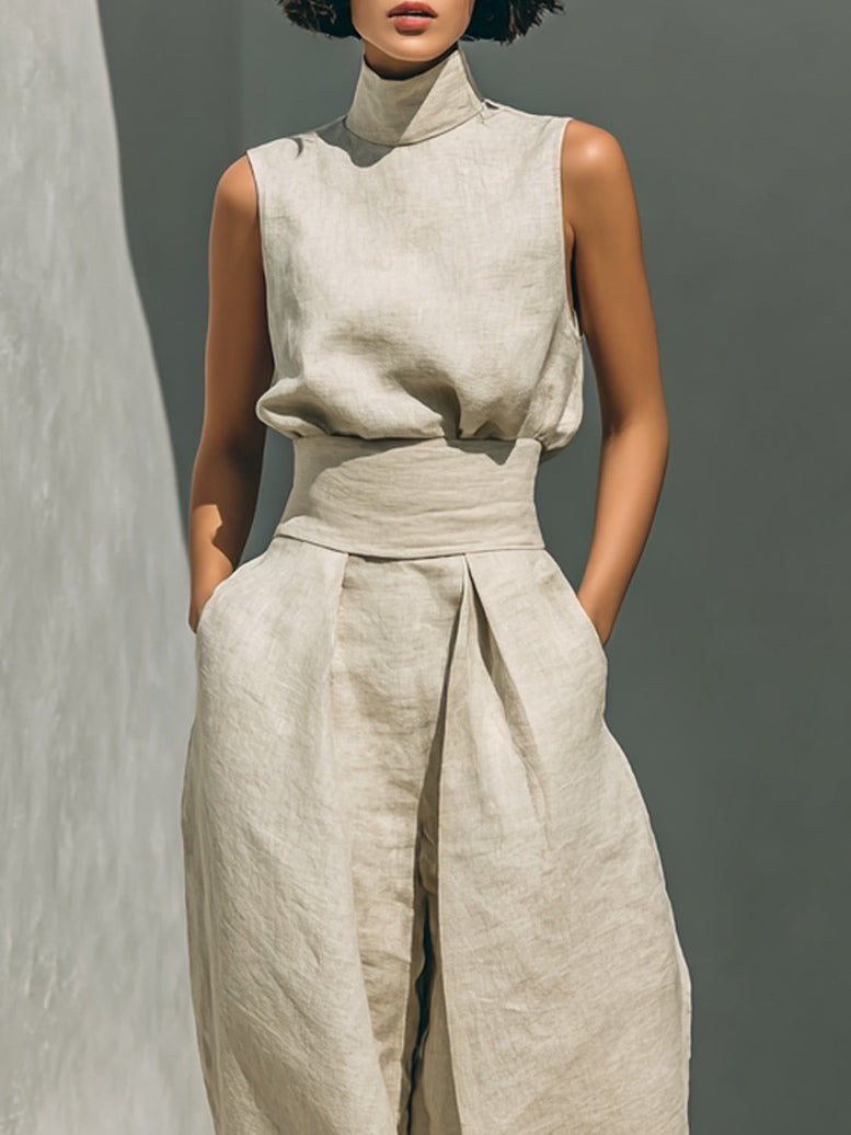 Sienna Sleeveless Top and Wide-leg Trousers Set