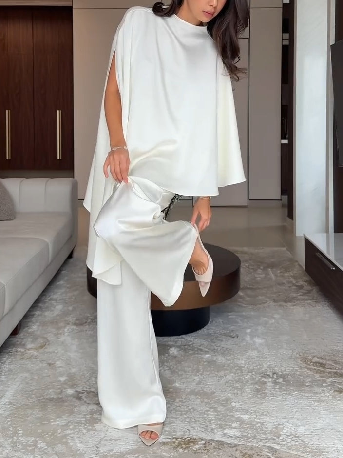 Samantha Satin Top and Trousers Set