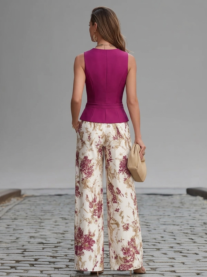 Lila Floral Print Trousers Set