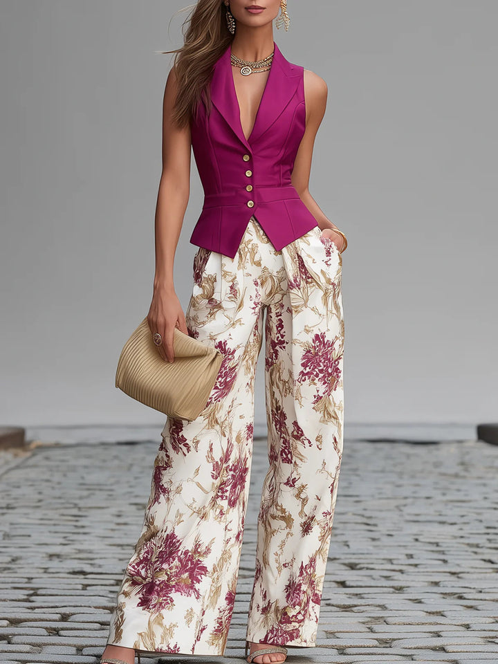 Lila Floral Print Trousers Set